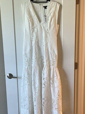 Karen Millen Cutwork Broderie Tiered Woven Maxi Dress NWT